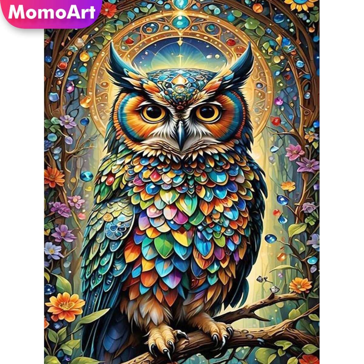 Embroidery Artwork - Momoart ใหม่มาถึงเพชรโมเสคนกฮูกภาพวาดนกสัตว์ชุดเย็บปักถักร้อยเต็มรูปแบบรอบเย็บปักถักร้อยหัตถกรรม