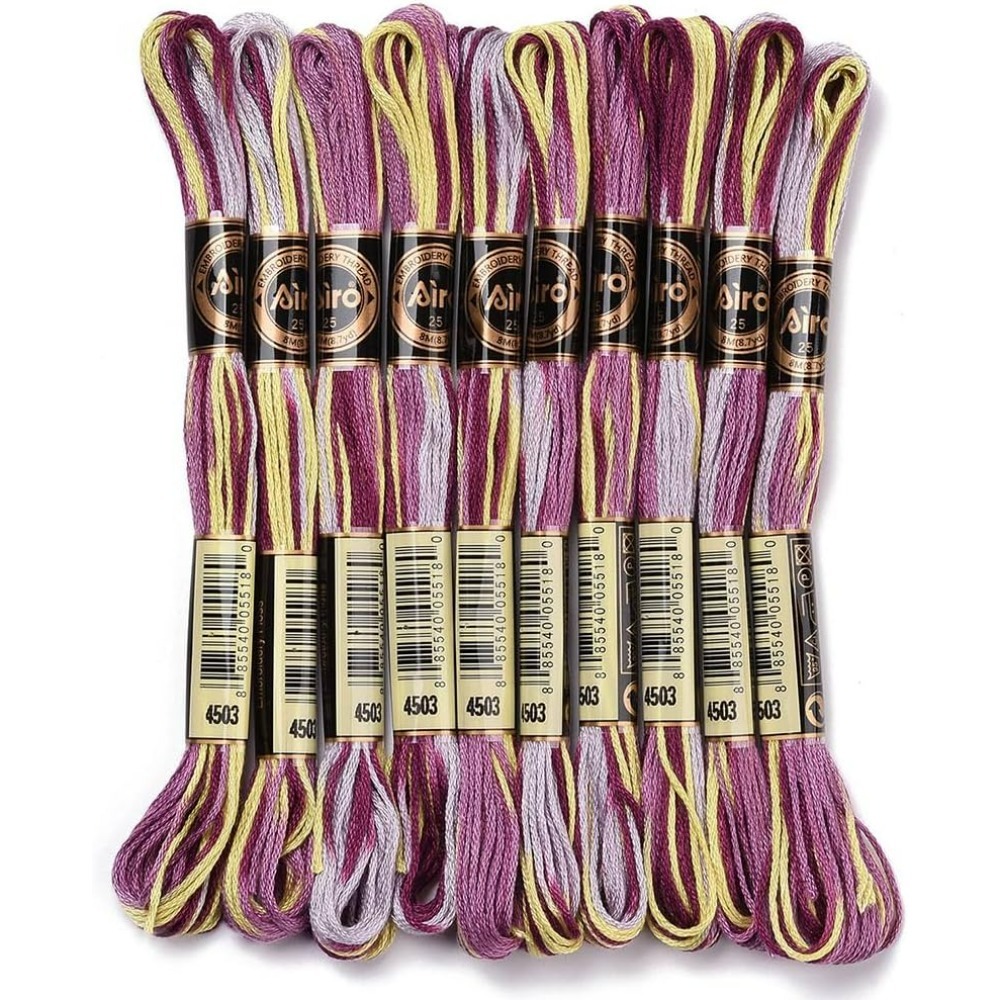 Embroidery Floss - 6 Strands สีม่วง Variegated เย็บปักถักร้อยไหมขัดฟันสี CROSS