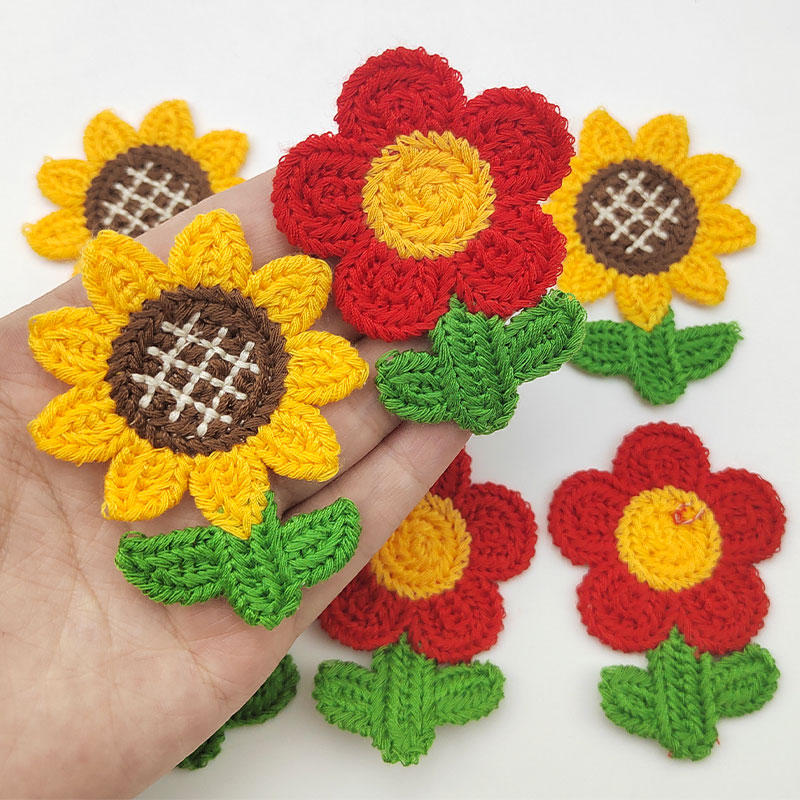 Embroidery On Socks - แพ็ค 10 ชิ้น แพทช์ปักลายดอกทานตะวันสำหรับงาน DIY ตกแต่งเสื้อผ้า