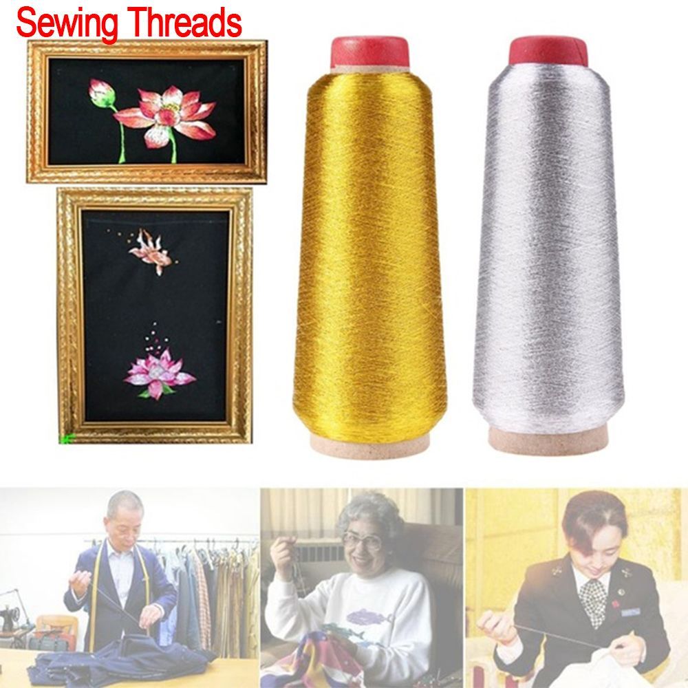 Embroidery Floss - ด้ายปักสีทอง/เงินด้ายปักครอสติชคอมพิวเตอร์3000ม. สายด้ายเย็บผ้าเลื่อมทอ