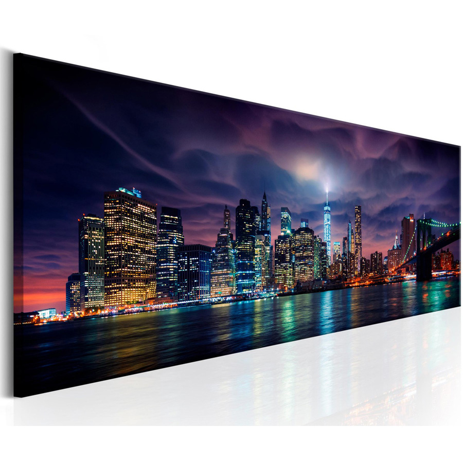 Embroidery York - New York Night ภูมิทัศน์ขนาดใหญ่5D DIY เพชรจิตรกรรมปัก