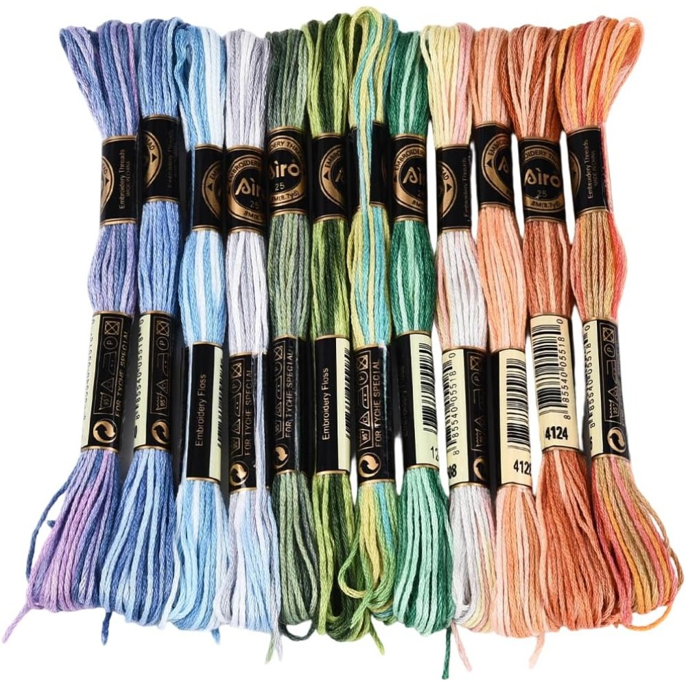 Embroidery Floss - ไหมปักครอสติช 12 ม้วน 105 หลา ไหมปักหลากสีสำหรับทำสร้อยข้อมือแบบมิตรภาพ