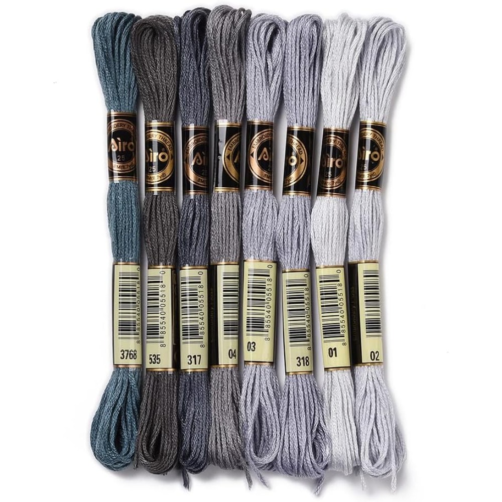 Embroidery Floss - 8 Skeins 70 หลาสีเทาสร้อยข้อมือมิตรภาพ String เย็บปักถักร้อยไหมขัดฟัน
