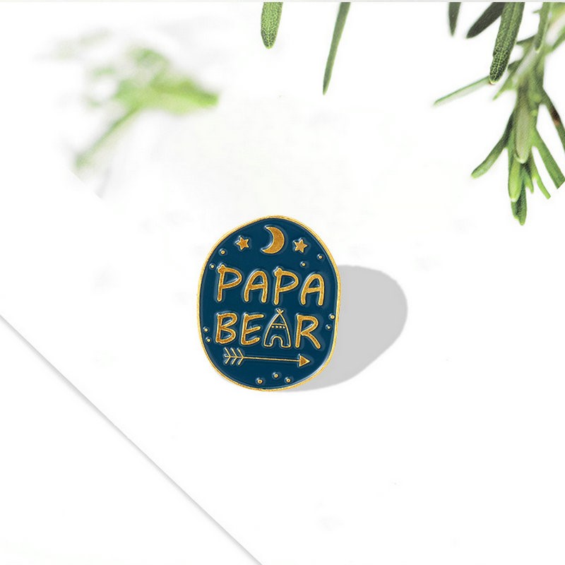 Embroidery Love - Mama Papa BearเคลือบPins Customแม่พ่อเข็มกลัดLapel Badgeกระเป๋าการ์ตูนสัตว์เครื่องประดับของขวัญวันเกิดสําหรับครอบครัว