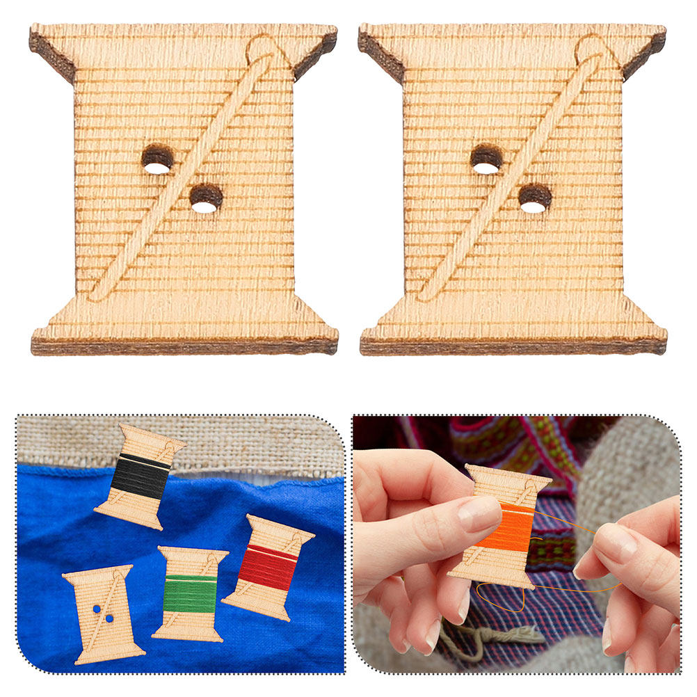 Embroidery Floss - 100 ชิ้น บ็อบบินไม้สำหรับจัดเก็บด้ายเย็บผ้า สีธรรมชาติ แผ่นม้วนด้าย อุปกรณ์จัดระเบียบด้ายสำหรับงานปัก