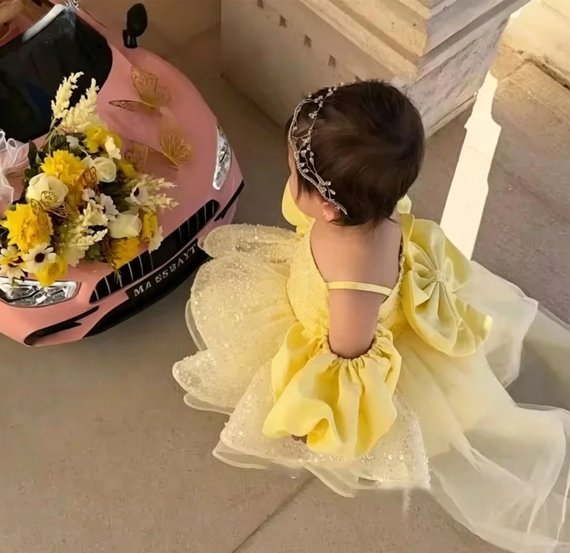 ชุดเดรสเด็กผู้หญิงสีเหลืองน่าร - Embroidery Yellow Dress บทวิจารณ์และราคา