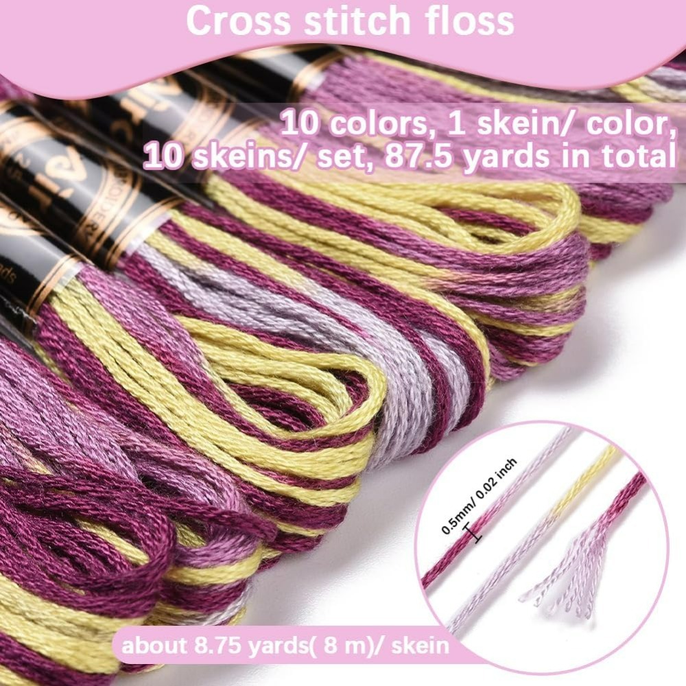 6 Strands สีม่วง Variegated เย - Embroidery Floss บทวิจารณ์และราคา