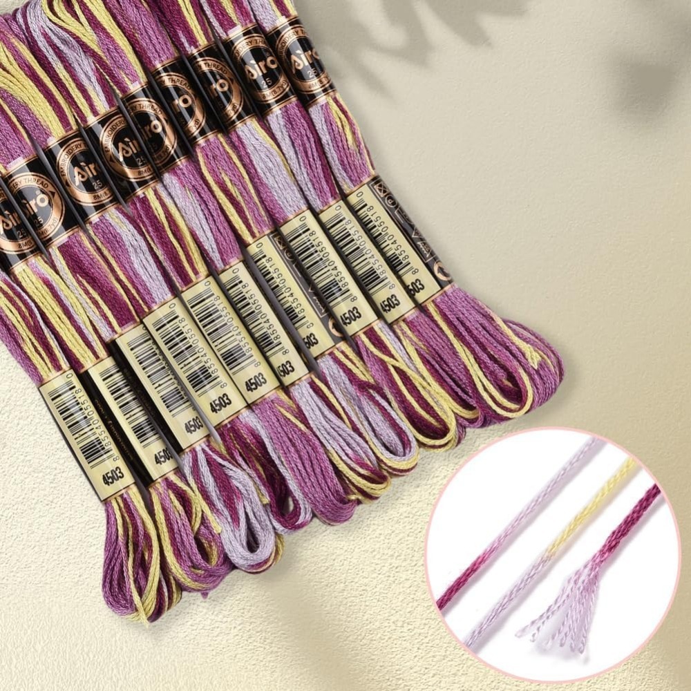 6 Strands สีม่วง Variegated เย - Embroidery Floss บทวิจารณ์และราคา