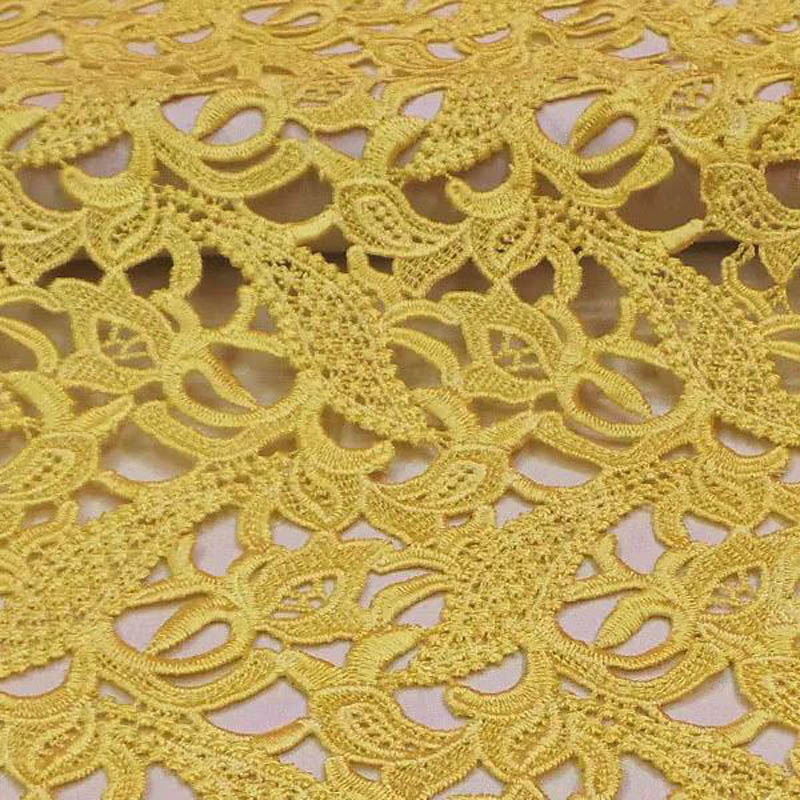 ผ้าลูกไม้คุณภาพสูงสีเหลือง ปัก - Embroidery Yellow Dress บทวิจารณ์และราคา