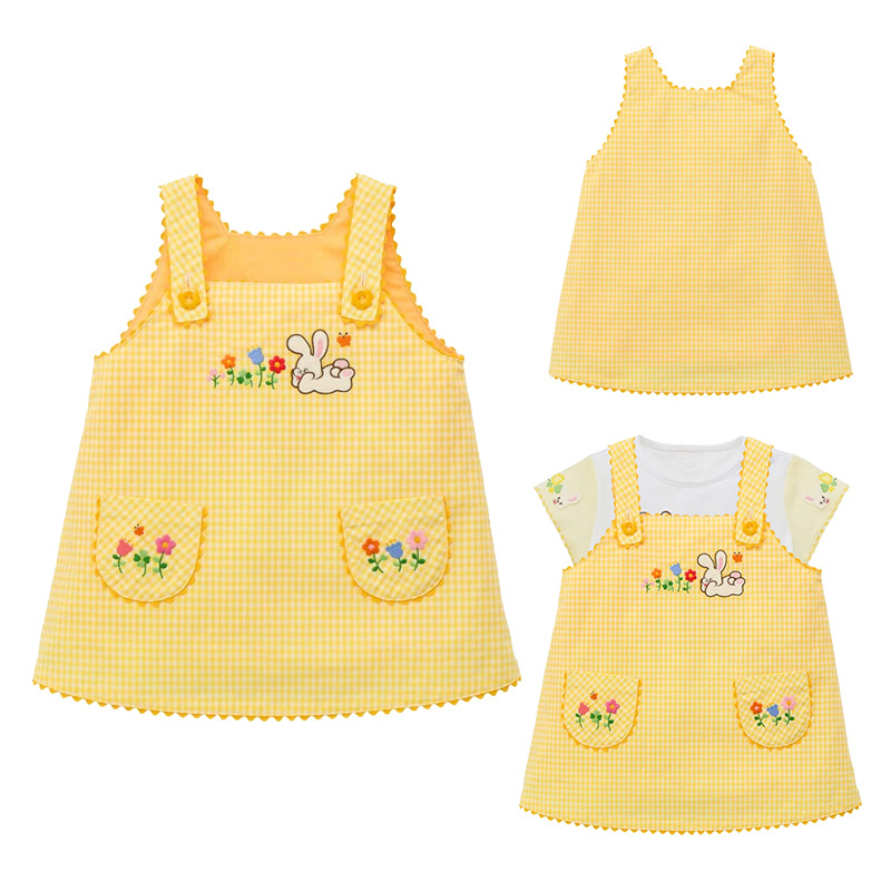 3-6Y ผ้าฝ้ายสีเหลือง ชุดเอี๊ยม - Embroidery Yellow Dress บทวิจารณ์และราคา