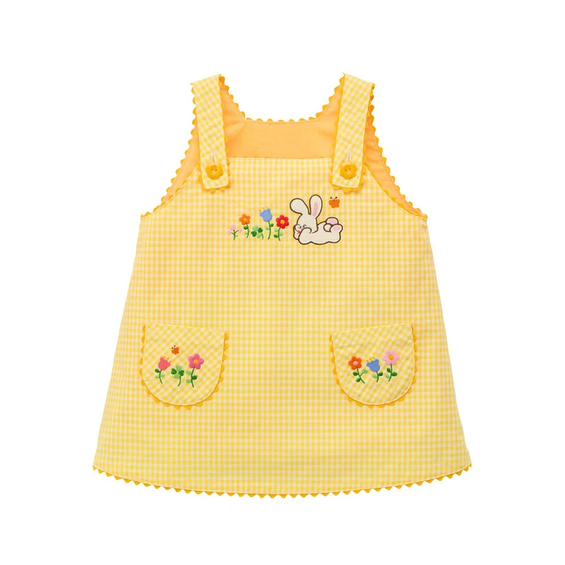 3-6Y ผ้าฝ้ายสีเหลือง ชุดเอี๊ยม - Embroidery Yellow Dress บทวิจารณ์และราคา