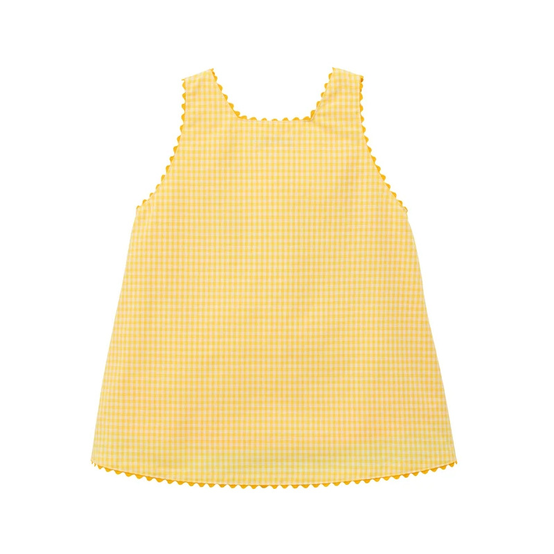 3-6Y ผ้าฝ้ายสีเหลือง ชุดเอี๊ยม - Embroidery Yellow Dress บทวิจารณ์และราคา