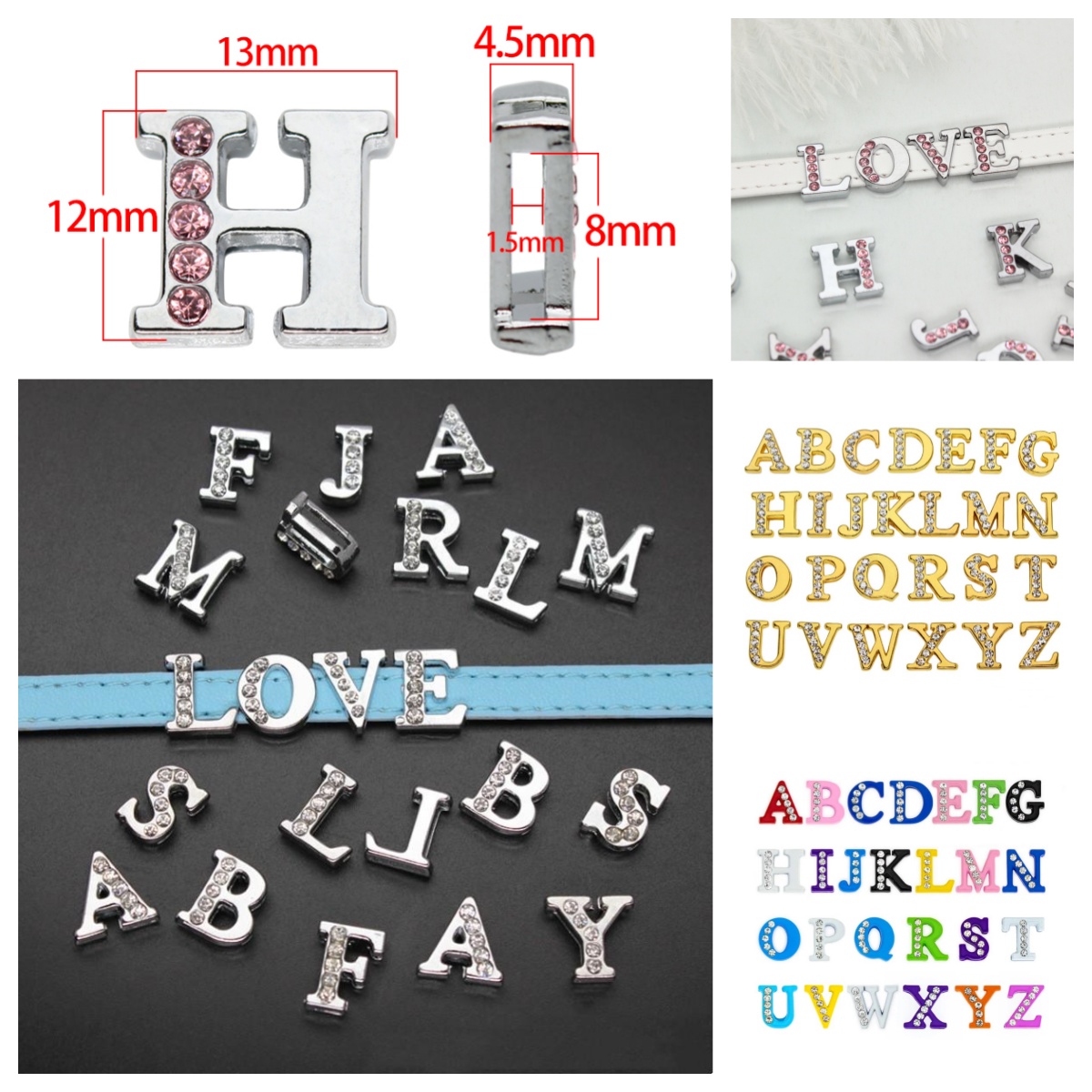 50 ชิ้น/ล็อต ตัวอักษรคริสตัลแบ - Embroidery Charm บทวิจารณ์และราคา