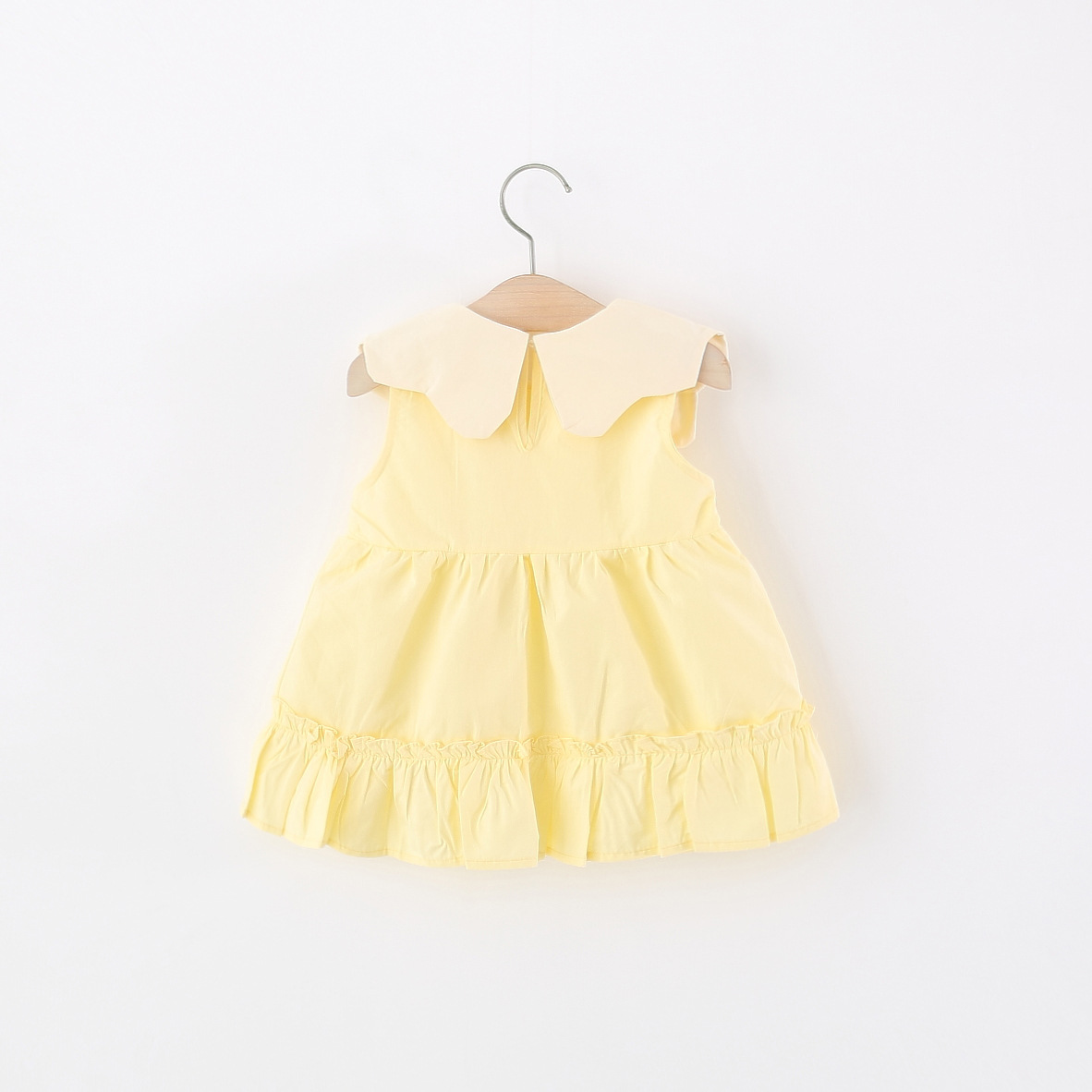 เดรสผ้าฝ้ายสีเหลืองสำหรับเด็กผ - Embroidery Yellow Dress บทวิจารณ์และราคา